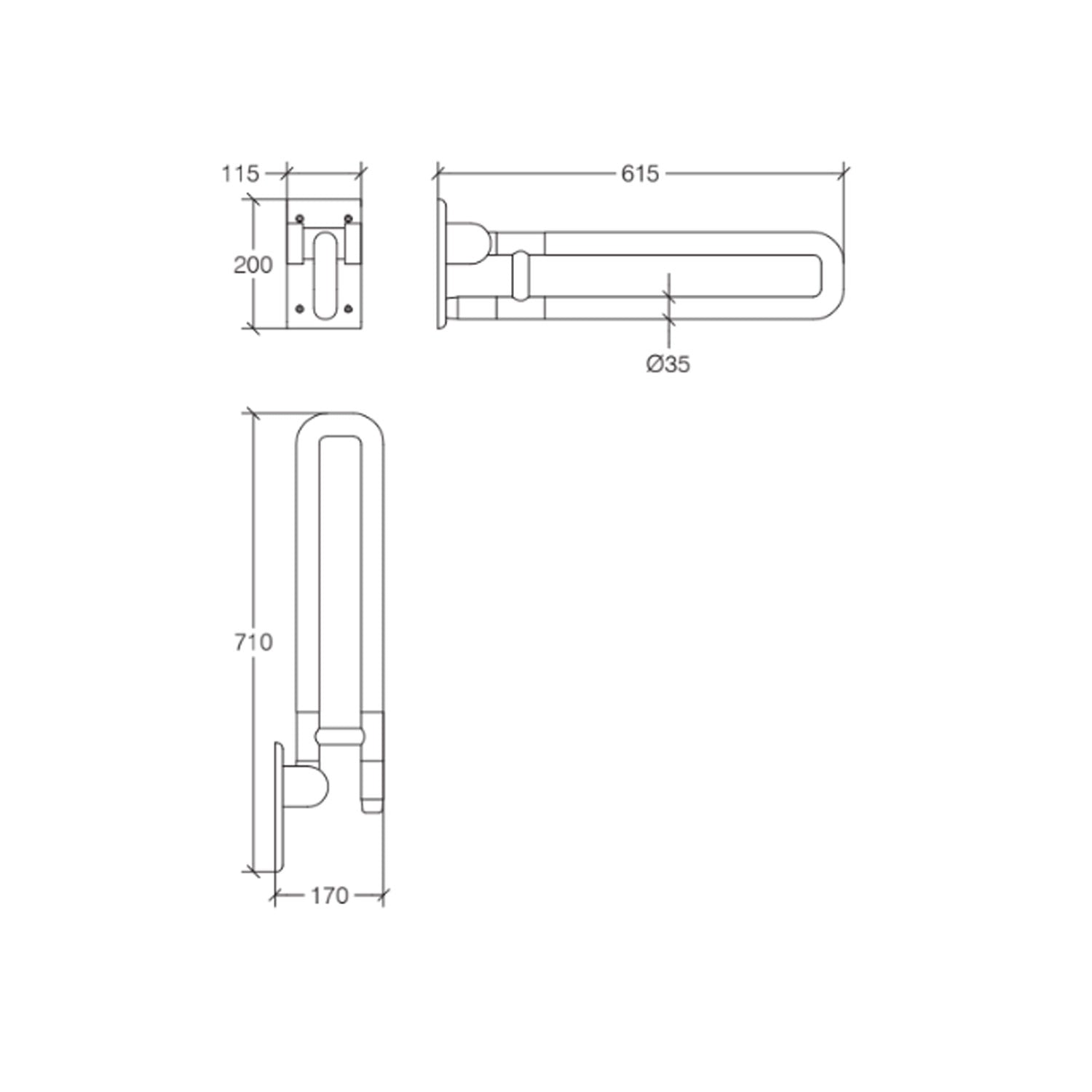 Maniglione di sicurezza ribaltabile in nylon bianco e acciaio inox collezione Othello di Lineabeta - max 360kg