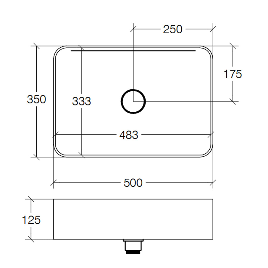 Lavabo da appoggio con piletta a scarico libero Lineabeta Momon in Mattstone cm 50x35