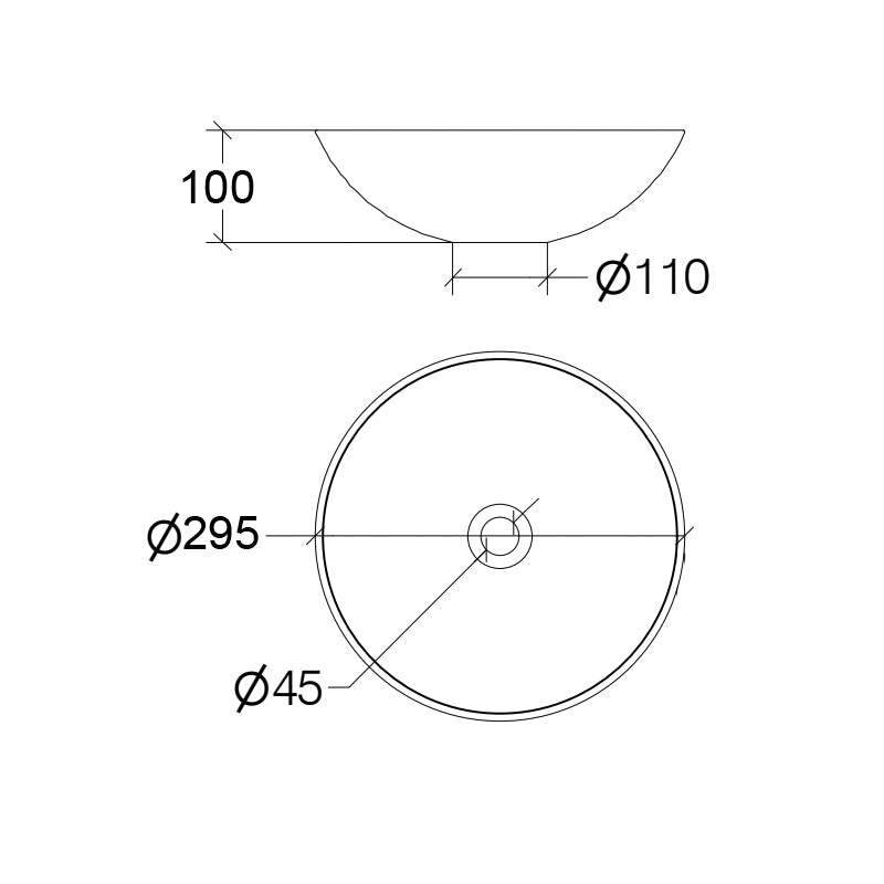 Lavabo vasca tonda da appoggio Lineabeta Acquaio in ceramica opaca senza piletta diametro cm 29,5 color antracite