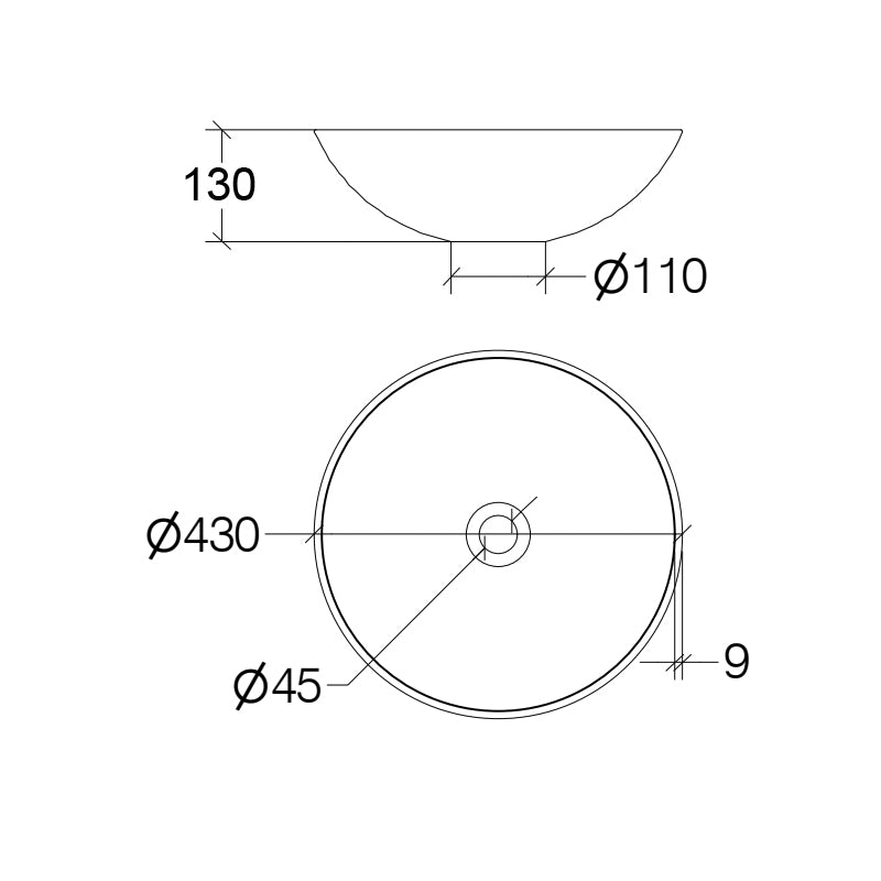 Lavabo vasca tonda da appoggio Lineabeta Acquaio in ceramica opaca senza piletta diametro cm 43 color antracite