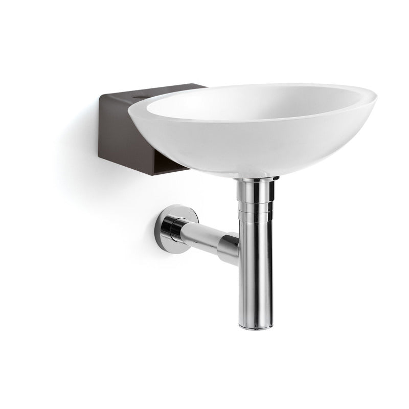 Lavabo a muro con supporto, piletta scarico libero e sifone in Mattstone di Lineabeta collezione Ciuci cm 35x31,5 Bianco con supporto Antracite