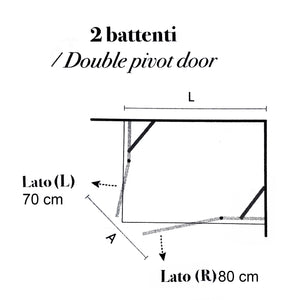 Box doccia apertura a battente angolare cm 80x70 modello Atlas in cristallo temperato mm 8 -LATO DESTRO