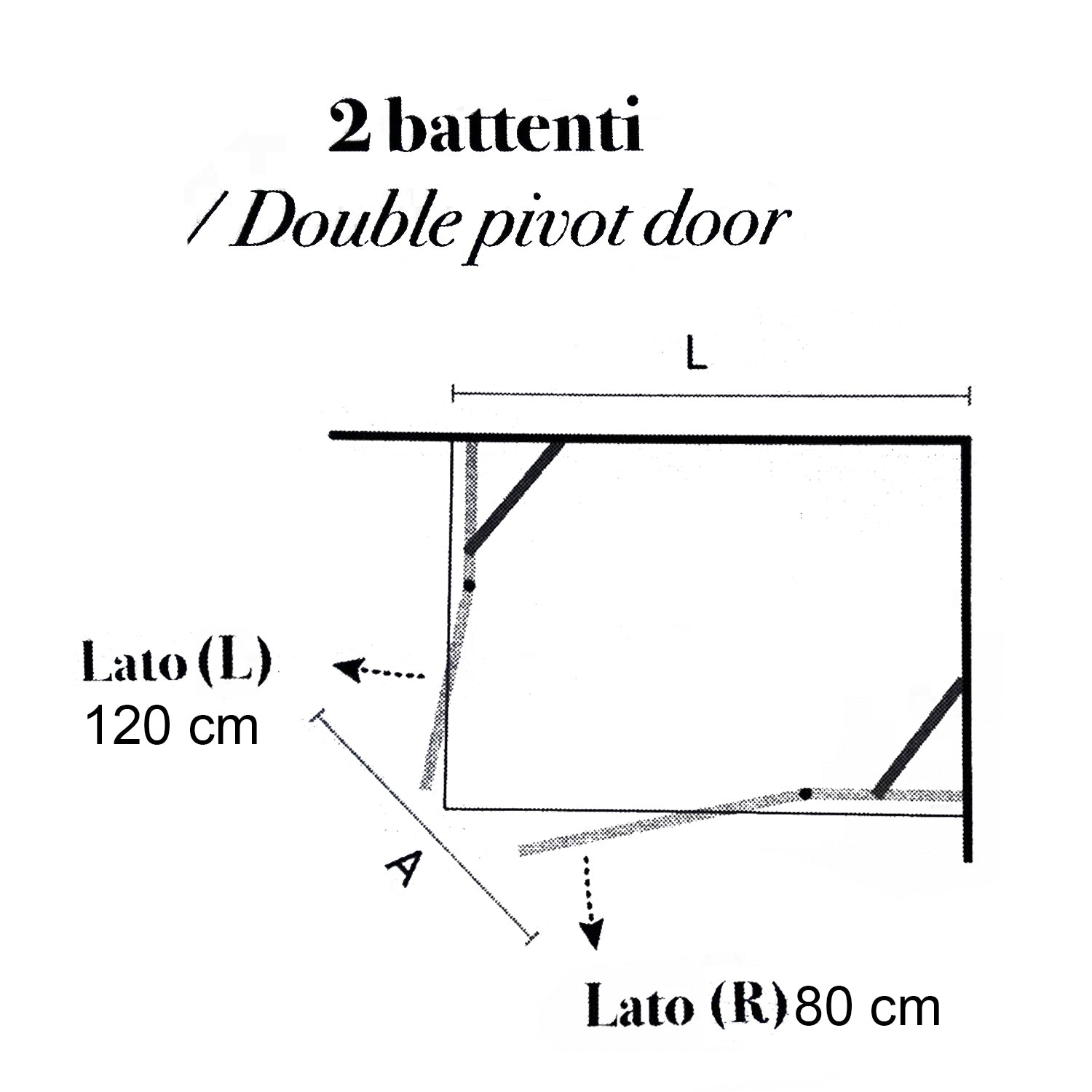 Box doccia apertura a battente angolare cm 80x120 modello Atlas in cristallo temperato mm 8 -LATO DESTRO