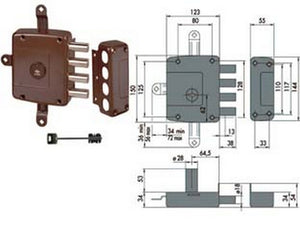 serratura quintuplice applicare senza scrocco doppia mappa 57172 (ex57130) - mm.64 dx (57172601) cod:ferx.fer64606