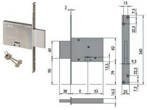 serratura da infilare doppia mappa 57013 - mm.70 (57013700) cod:ferx.fer84154