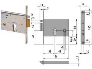 elettroserratura da infilare per fasce mm.82 h 14010 - mm.60 sx (14010602) fer66693