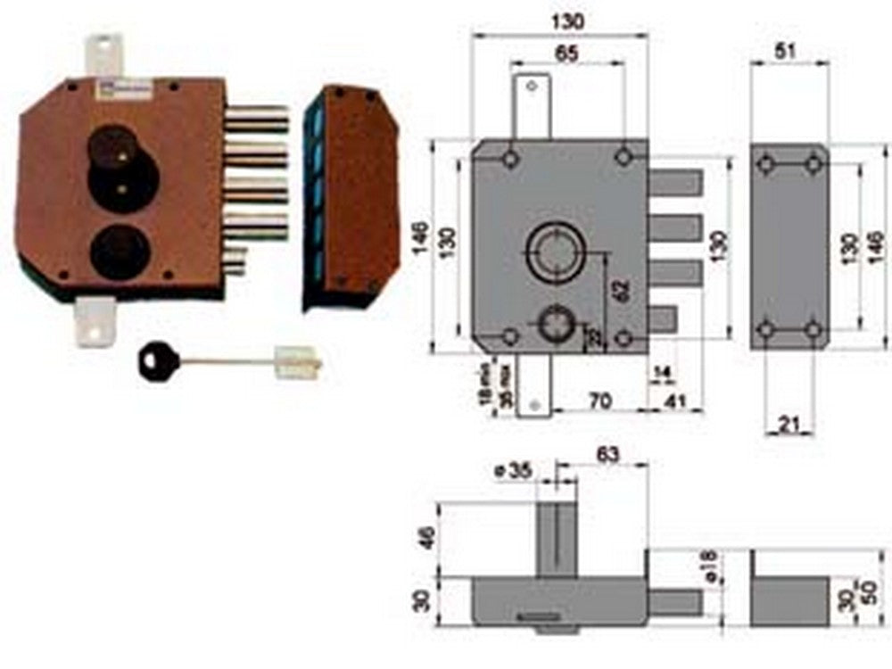 serratura triplice da applicare con scrocco doppia mappa 20530 - mm.60 sx (20530vsdmx) fer31622