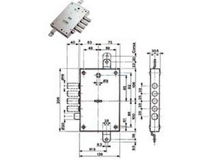 serratura triplice applicare con scrocco dm blindate 52571/28 - mm.63 dx (52571romd 36) fer49238