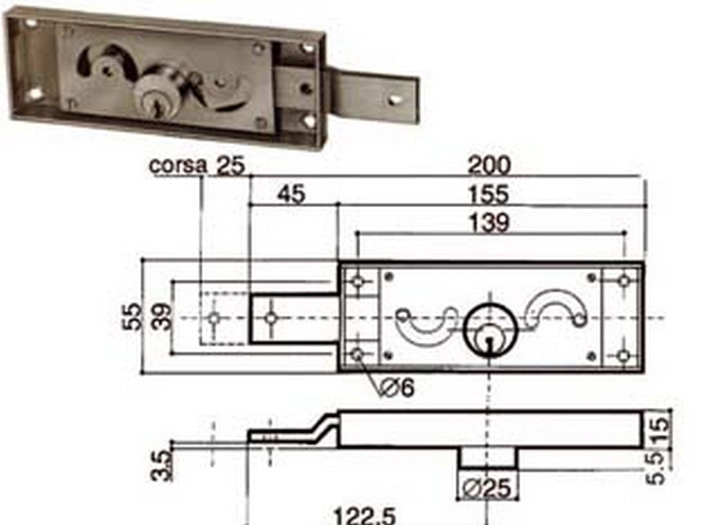 serratura serranda laterale cilindro fisso tondo - sx (6412.000) fer76494