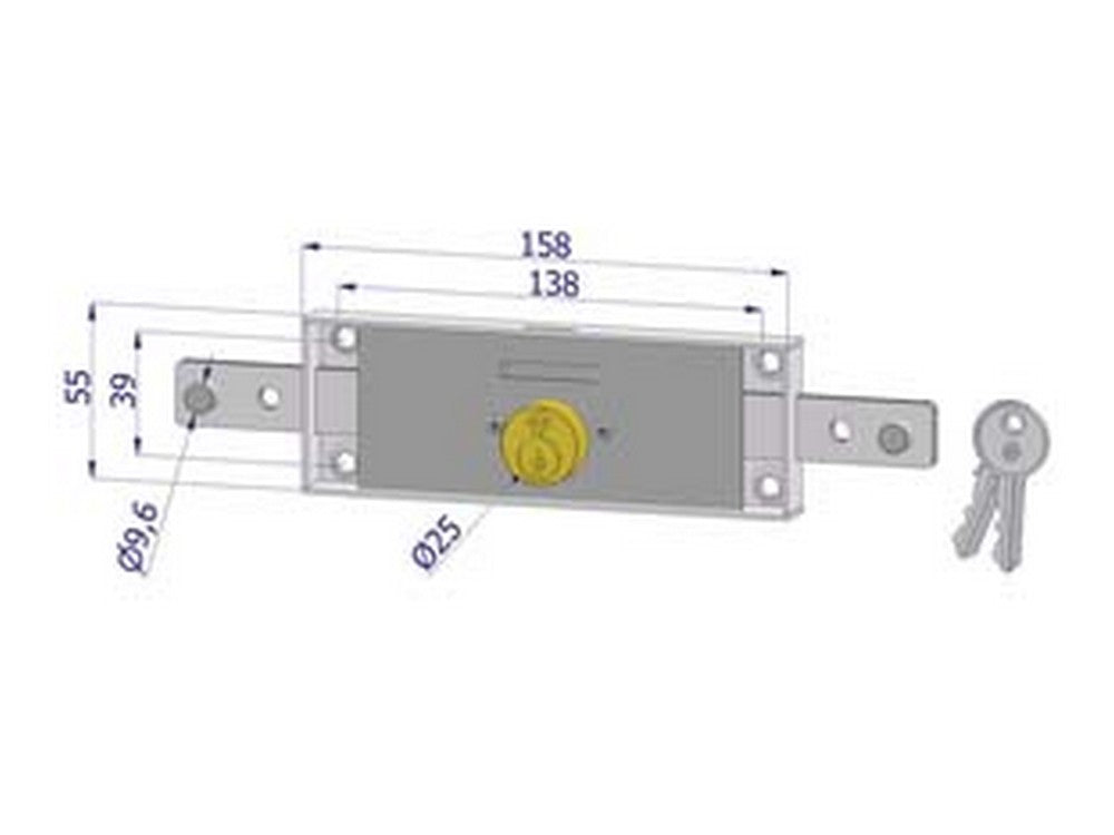 serratura serranda centrale cilindro fisso tondo 2260 - (2260xzb4508xx2) cod:ferx.fer11020