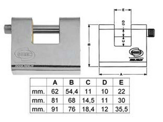 lucchetto corazzato a una bocca pl211 - mm.60 (pl2116000) fer79853