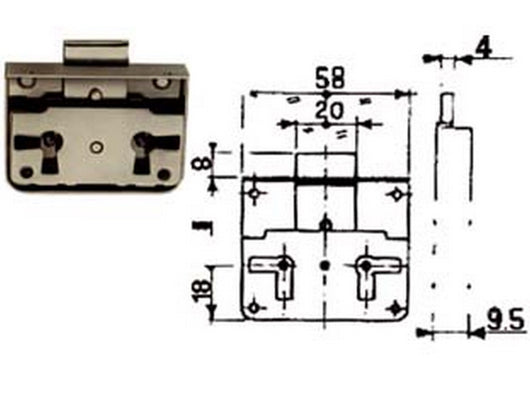 5pz serratura 1/2 scatola da applicare - mm.20 fer57394