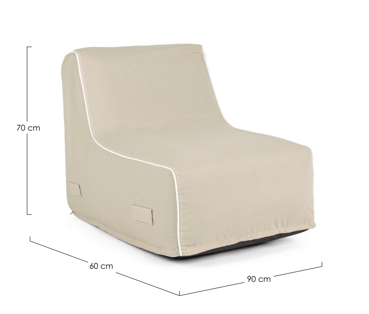 Poltrona Pouf Chaise Lounge Gonfiabile 90x60x70 cm in Poliestere Rihanna Beige