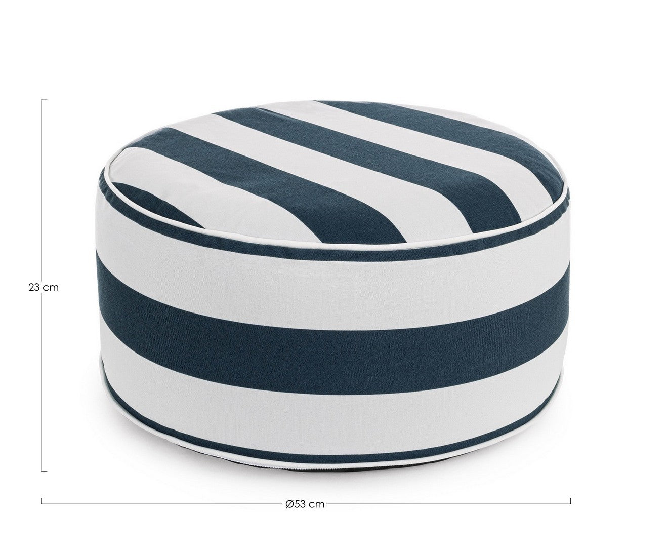 Pouf Gonfiabile da Giardino Ø53x23 cm in Poliestere Righe Bianco-Blu