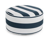 Pouf Gonfiabile da Giardino Ø53x23 cm in Poliestere Righe Bianco-Blu