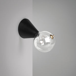 Applique con lampadina innovativa di colore nero e oro