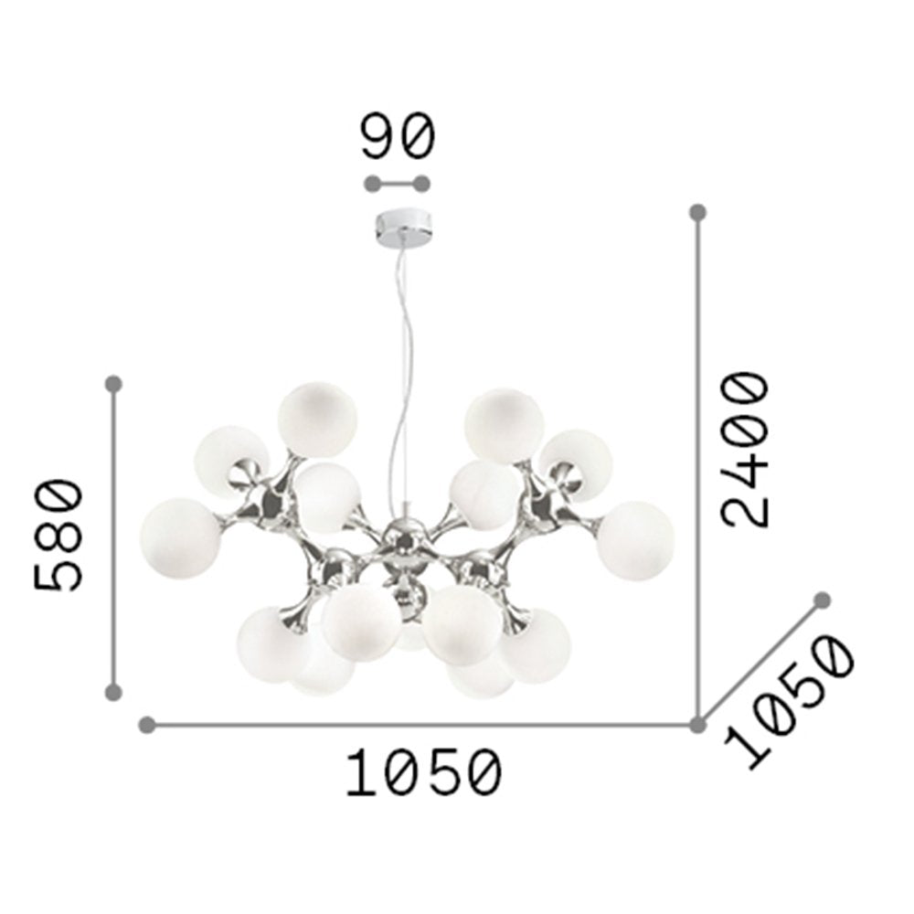 Sospensione Contemporanea Nodi Metallo Bianco 15 Luci E14