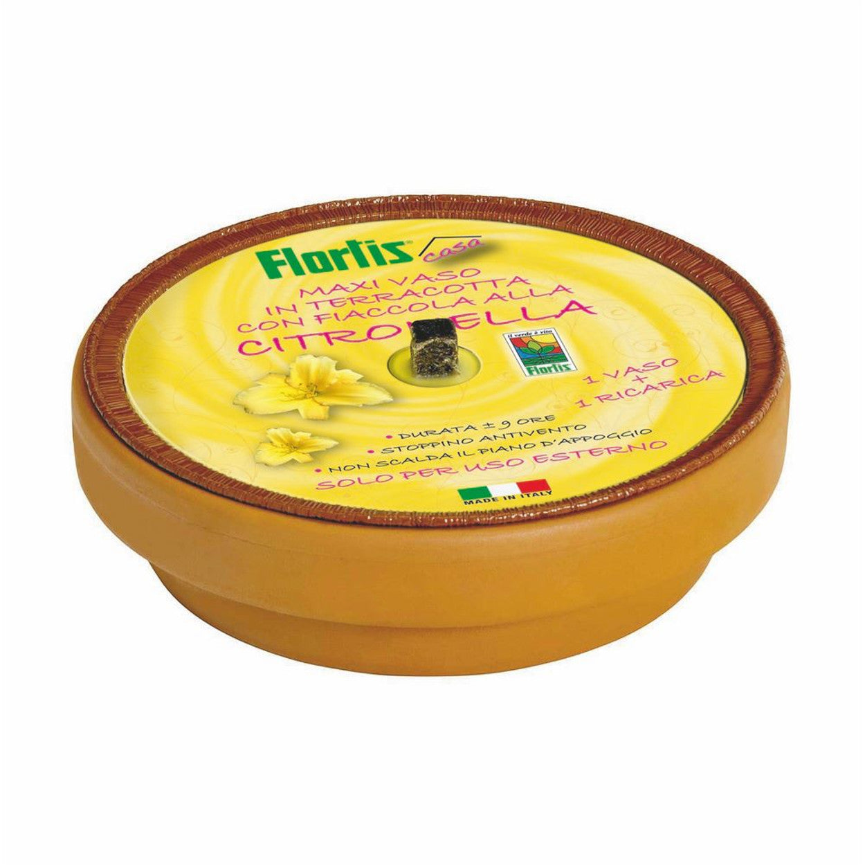 Maxi vaso diam. 16,5 con fiaccola citronella flortis orvital