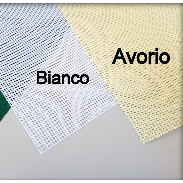 Telo PVC Microforato Ombreggiante Bianco Telone Solo Rinforzato ai Lati 350g/mq Copertura Esterna 3x4m Multiuso