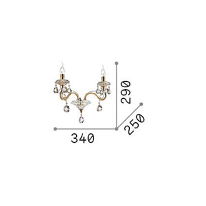 Applique Classica Negresco Metallo-Cristallo Oro 2 Luci E14