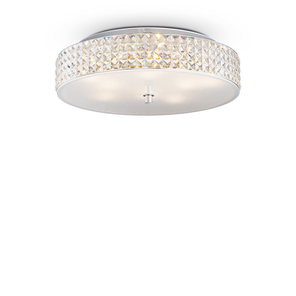 Plafoniera Contemporanea Roma Metallo-Cristallo Cromo 9 Luci 3W 3000K Luce Calda