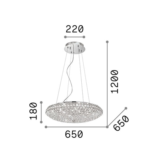 Sospensione Contemporanea King Metallo-Cristallo Oro 12 Luci G9 3W 3000K