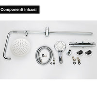 AICA ITALY Sistema Doccia con Miscelatore Termostatico a 38℃, Soffione Doccia Tondo in Acciaio Inox Altezza Regolabile 80-116cm Cromo