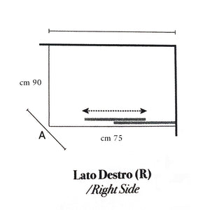 Box doccia quadrato con apertura scorrevole angolare cm 75x90 modello Lauren in cristallo temperato mm 8 - LATO DESTRO