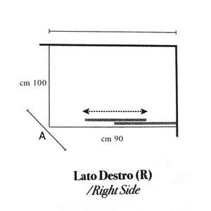 Box doccia rettangolare con apertura angolare cm 90x100 modello Lauren in cristallo temperato mm 8 -LATO DESTRO