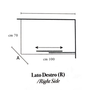 Box doccia rettangolare con apertura angolare cm 100x70 modello Lauren in cristallo temperato mm 8 -LATO DESTRO