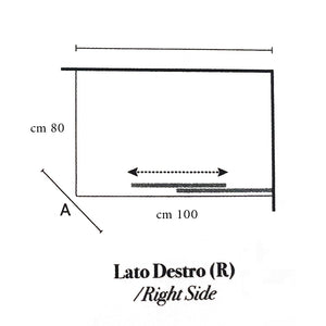 Box doccia rettangolare con apertura angolare cm 100x80 modello Lauren in cristallo temperato mm 8 -LATO DESTRO