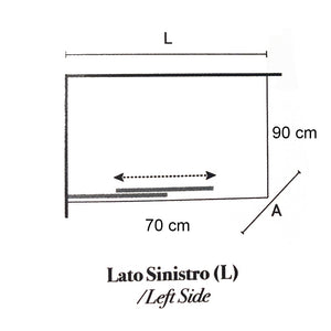 Box doccia rettangolare con apertura angolare cm 70x90 modello Lauren in cristallo temperato mm 8 -LATO SINISTRO