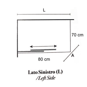 Box doccia rettangolare con apertura angolare cm 80x70 modello Lauren in cristallo temperato mm 8 -LATO SINISTRO