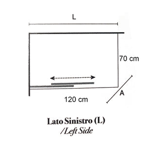 Box doccia rettangolare con apertura angolare cm 120x70 modello Lauren in cristallo temperato mm 8 -LATO SINISTRO