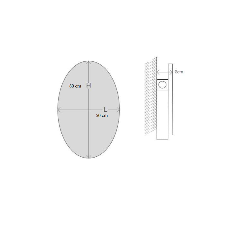 Specchio 'Ovale' da parete  con molatura filo lucido - cm 50lx80h - Koh-i-Noor