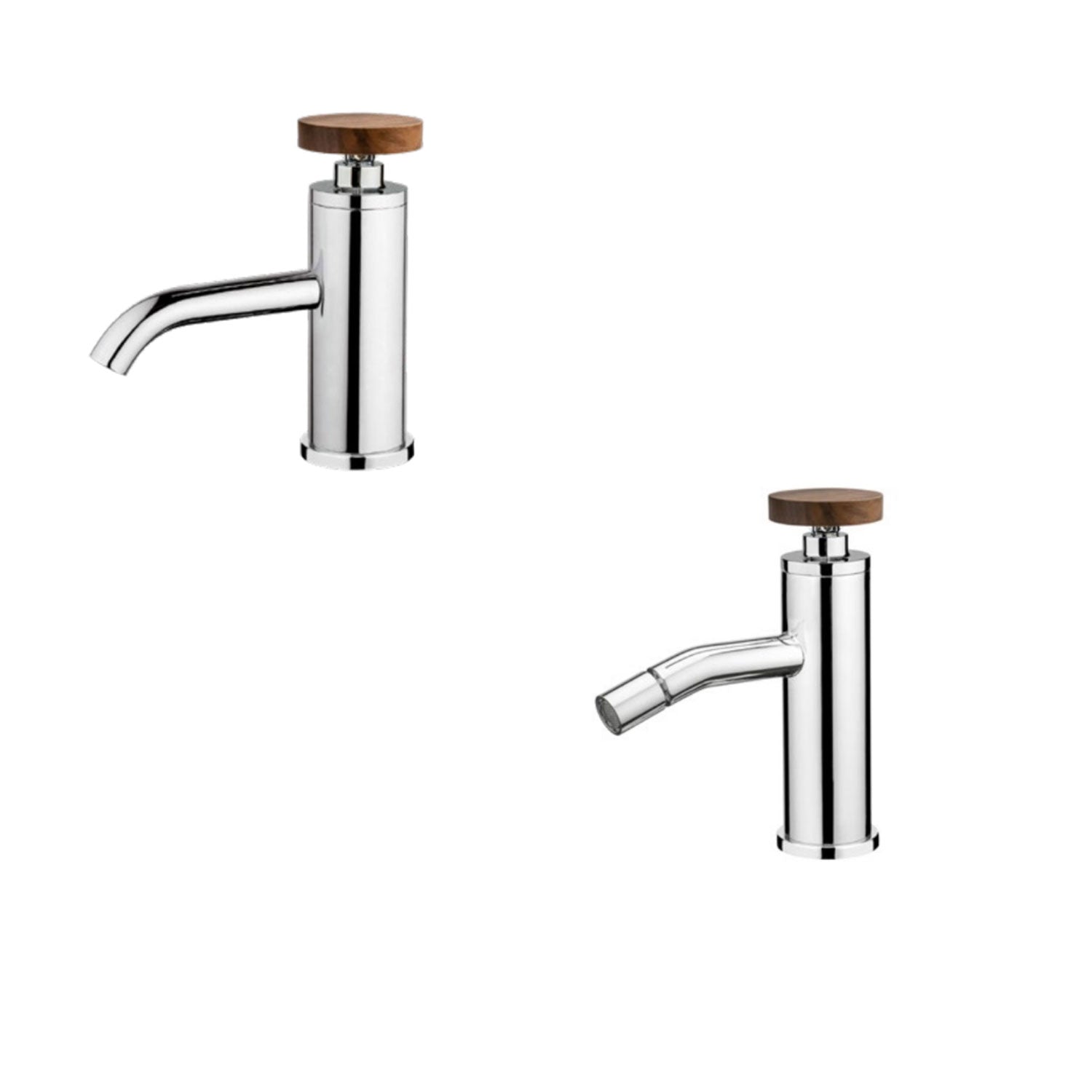 Kit miscelatori lavabo+bidet in ottone cromato con scarico click-clack serie Nature Keller Taps