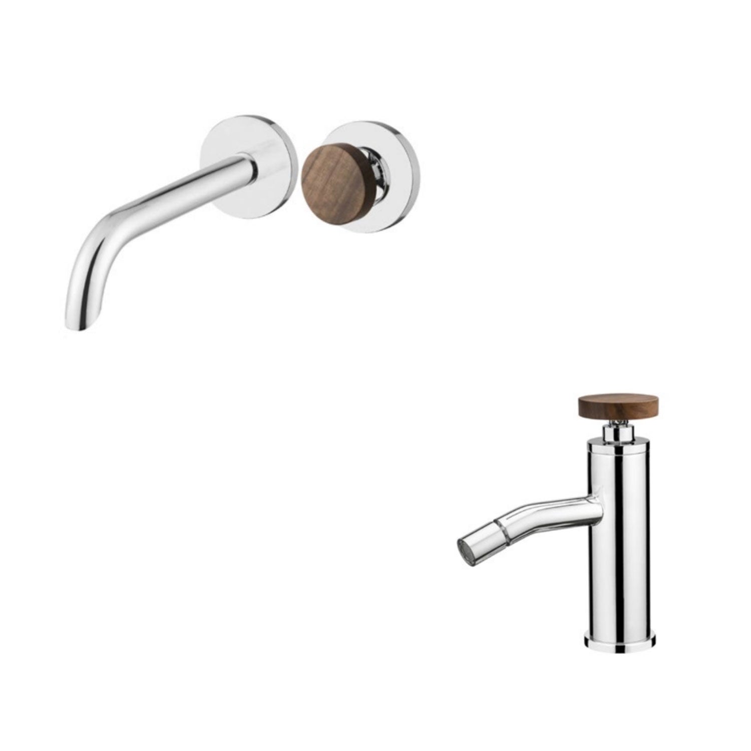 Kit miscelatori lavabo+bidet in ottone cromato serie Nature Keller Taps - miscelatore lavabo ad incasso