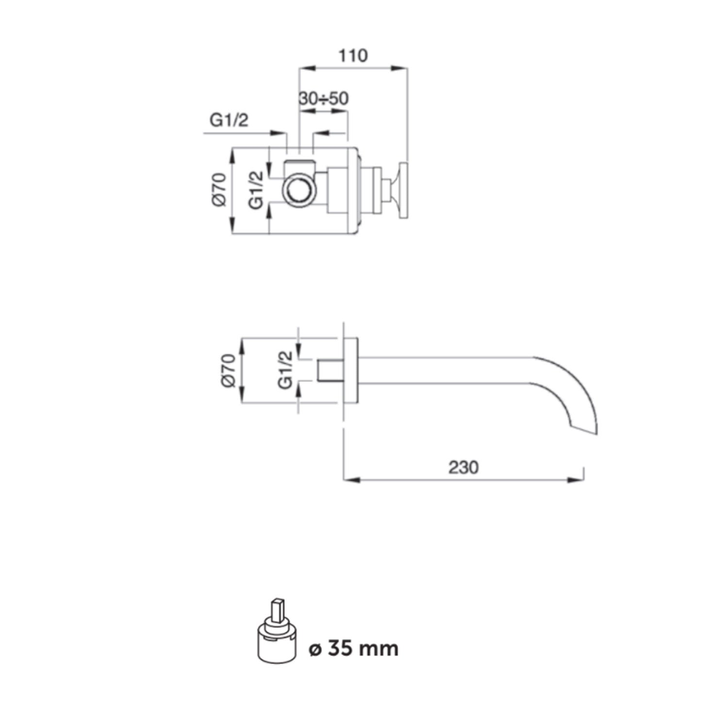 Kit miscelatori lavabo+bidet+doccia in ottone cromato serie Nature Keller Taps - miscelatore lavabo ad incasso