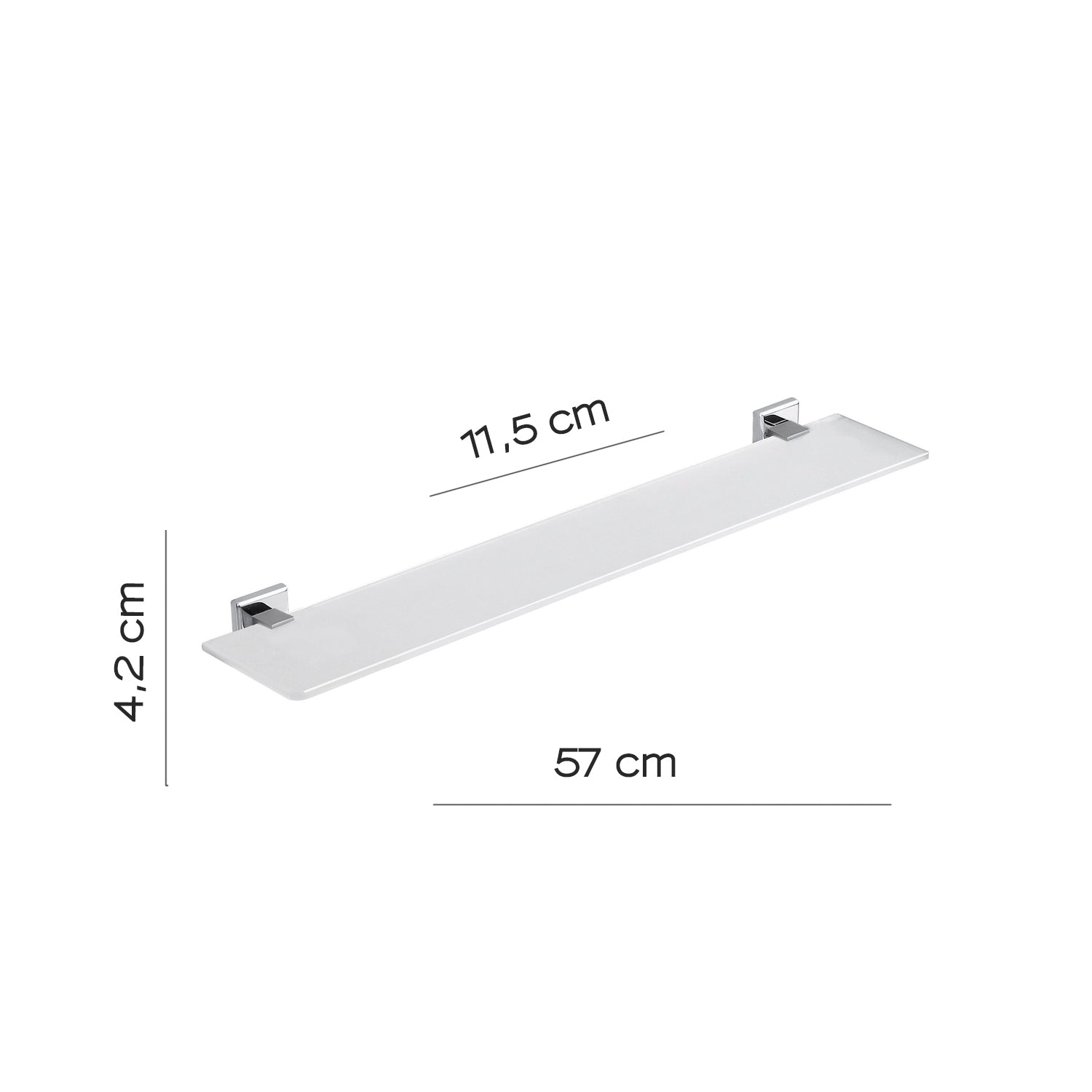 Mensola 57 cm in vetro temperato Colorado di Gedy - Cromato