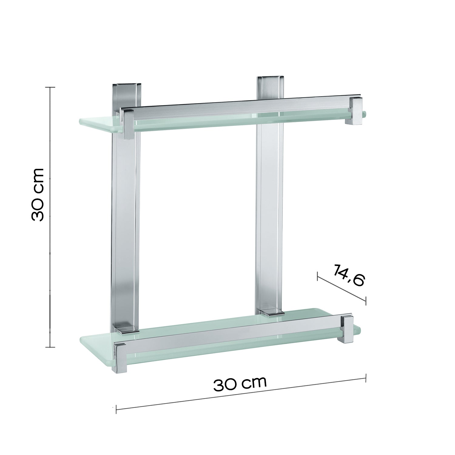 Portasapone e oggetti per doccia Gedy Cloud, alluminio e vetro temperato cm 30x14,6x30