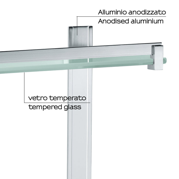 Portasapone e oggetti per doccia Gedy Cloud, alluminio e vetro temperato cm 30x14,6x30