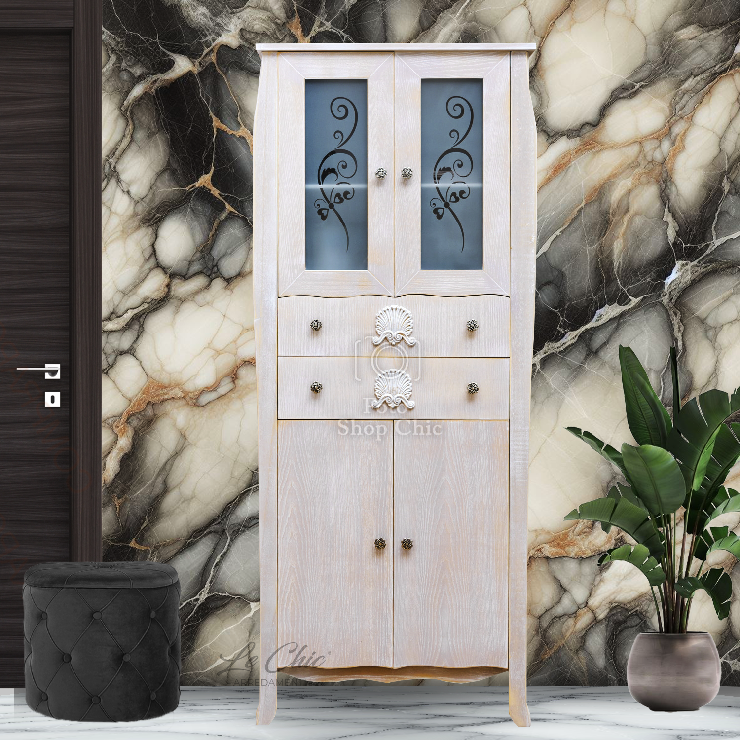 Colonna bagno in rovere chiaro con vetrine