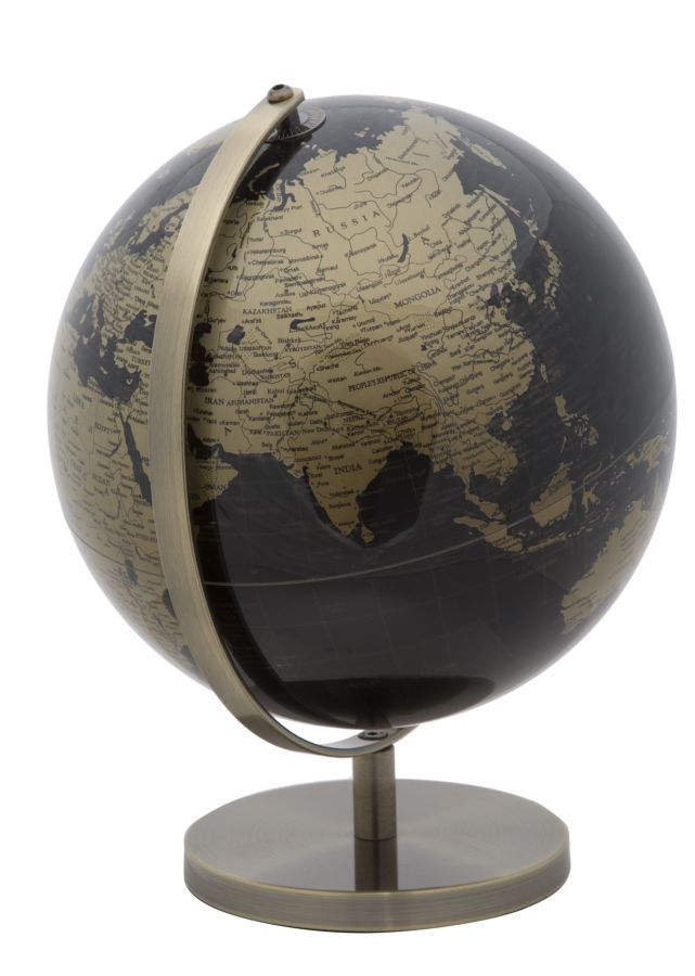 Mappamondo Bronzo Ø25x34 cm Plastica e Ferro Nero e Oro