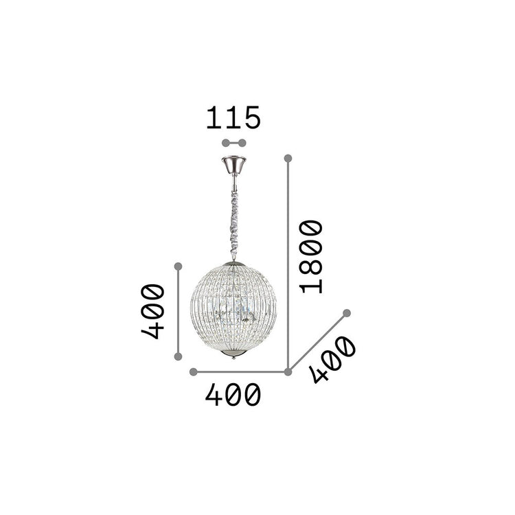 Sospensione Moderna Luxor Metallo-Cristallo Cromo 6 Luci G9 3W 3000K Luce Calda