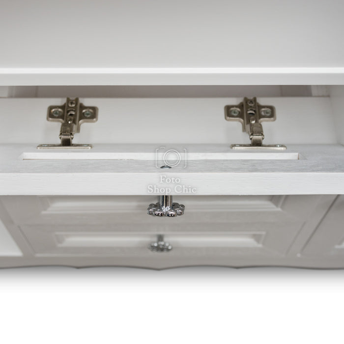 Mobile bagno shabby chic con top slim ceramica e specchiera