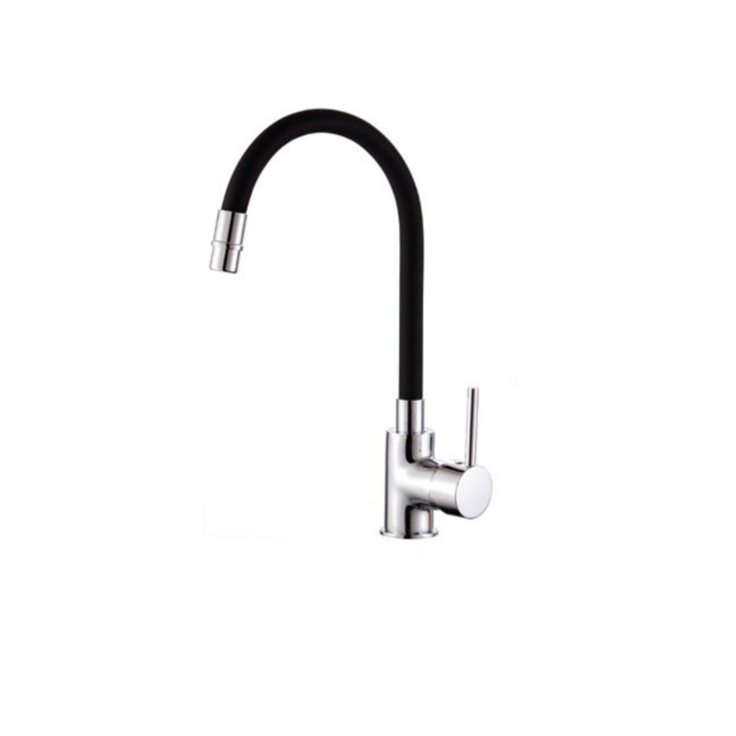 Miscelatore cucina in ottone cromato con canna snodata nera Keller taps