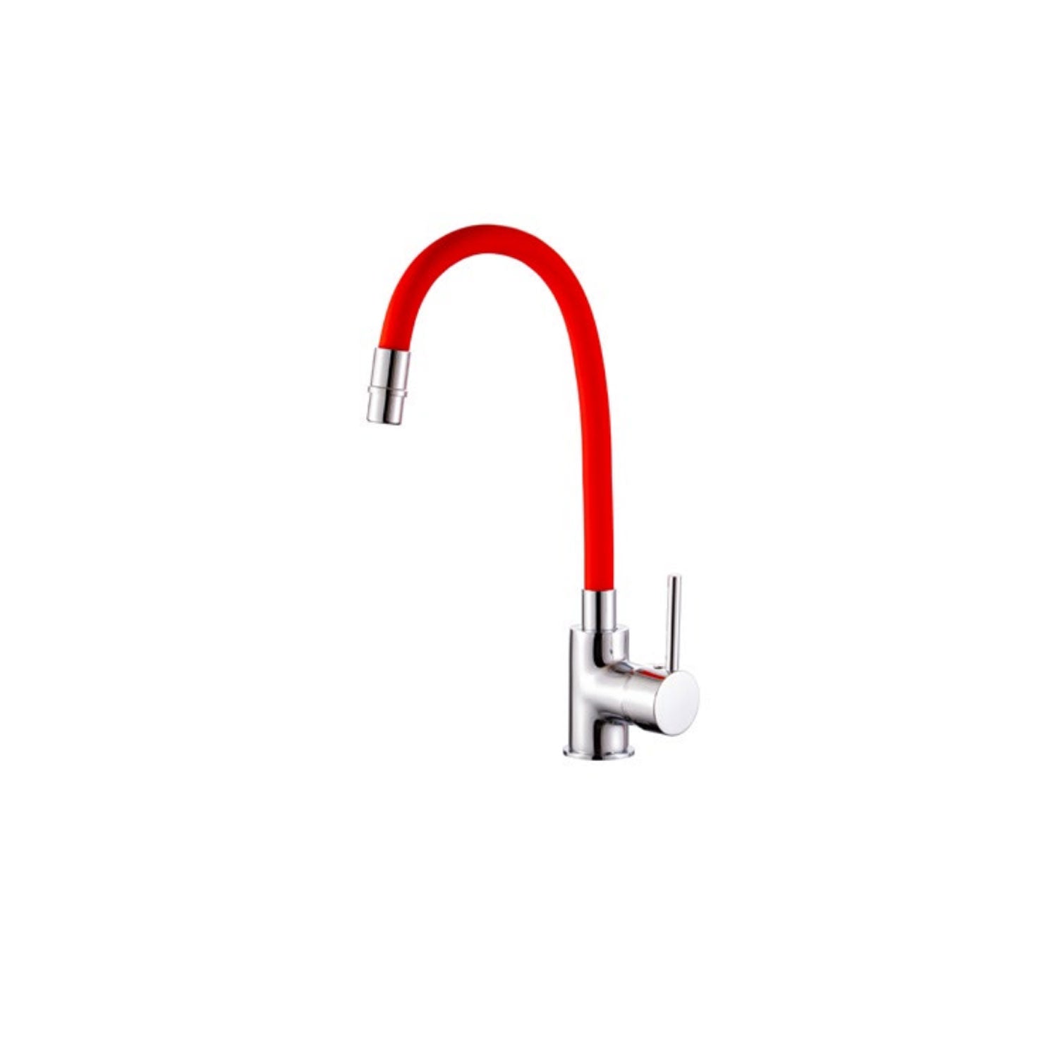 Miscelatore cucina in ottone cromato con canna snodata rossa Keller taps