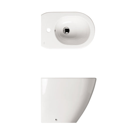 Bidet filomuro monoforo con troppopieno 52x36 cm in ceramica bianca lucida modello Cover Althea 