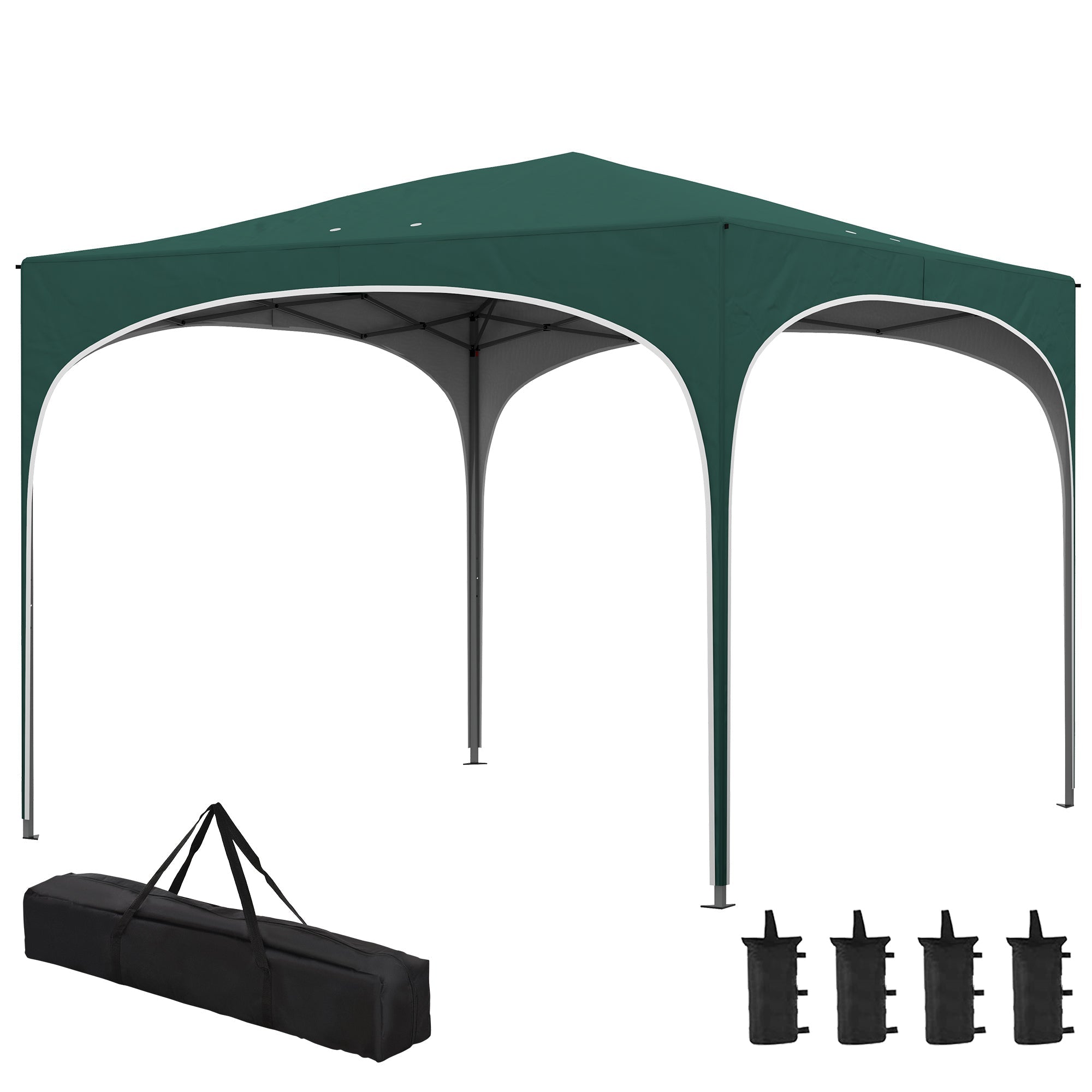 Gazebo Pieghevole 295x295 cm in Acciaio e tessuto Oxford Verde