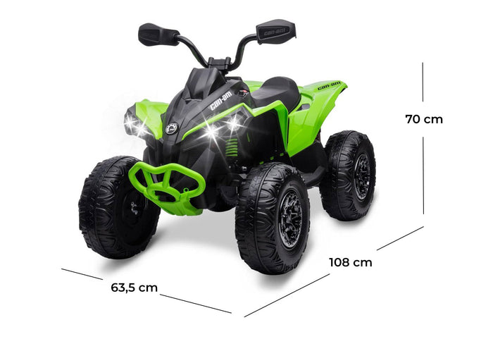 Quad Elettrico per Bambini Licenza Can-Am Renegade 12V ATV Telecomando e Ammortizzatori Verde